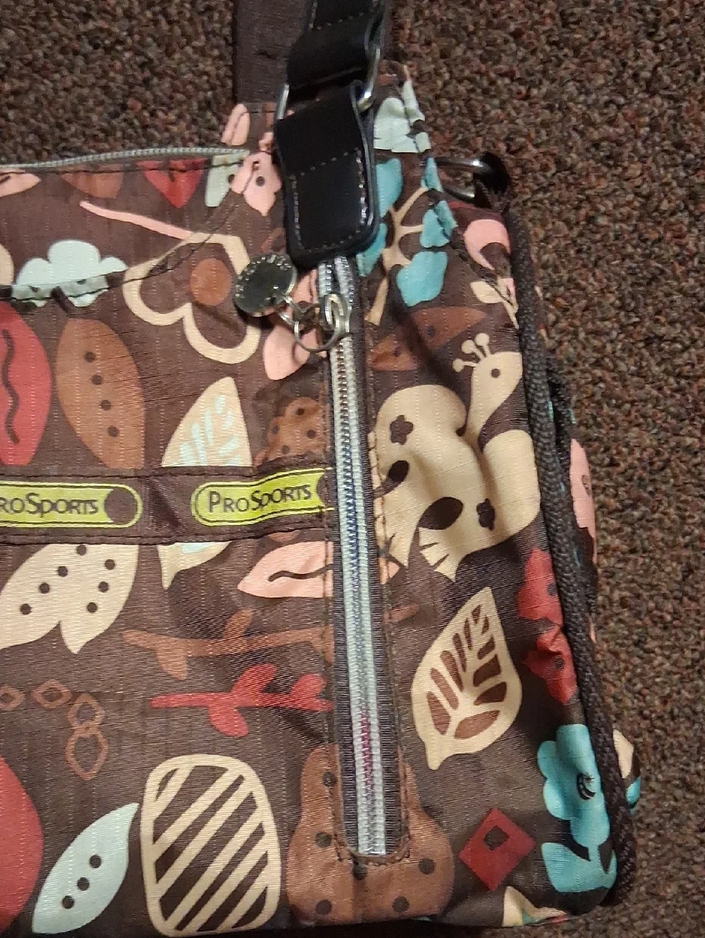 LeSportsac Brown Multicolored Floral Purse W/ Crossbody Strap